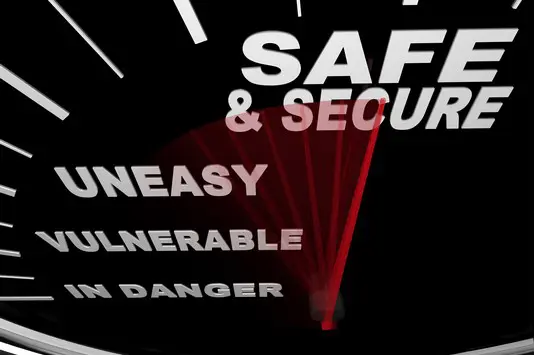 A close up of the words safe and security